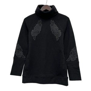 Lululemon Women's Embroidered To You Black Tunic Cotton Sweatshirt Floral Size 4